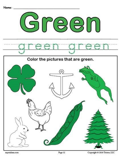 For example, use the green dry erase crayon to write the word green. FREE Color Green Worksheet | Color flip book, Green ...