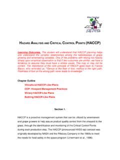 HAZARD ANALYSIS AND CRITICAL CONTROL P HACCP Hazard Analysis And