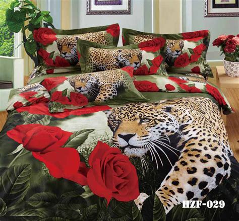 3d Leopard Animal Print Rose Bedding Sets King Queen Size
