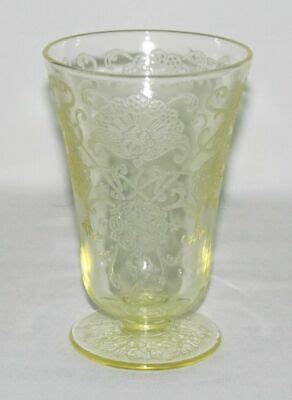Hazel Atlas Glass FLORENTINE No 2 Poppy Yellow Footed Water Tumbler EBay