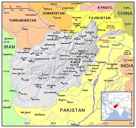 Detailed Political Map Of Afghanistan With Relief Afghanistan Asia
