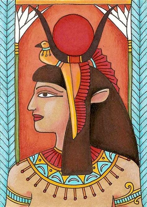 aceo original art egyptian goddess hathor by ravenandrosearts 30 00 egyptian art ancient