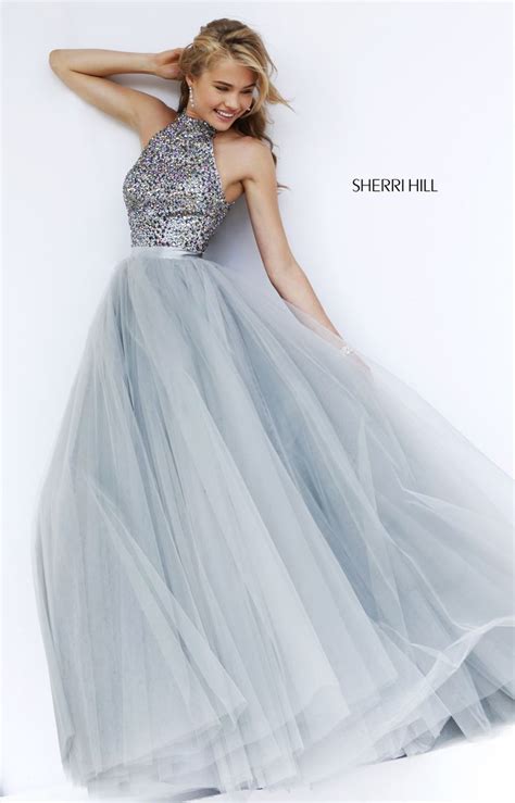 Sherri Hill Silver Sparkly Beaded Stand Out Prom Pageant Tulle Ballgown Ypsilon Dresses Prom