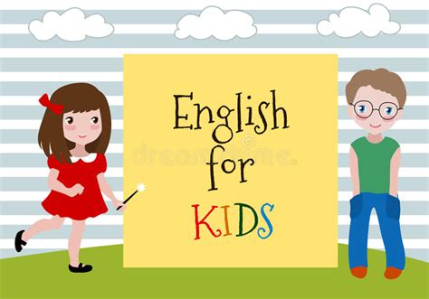 Inglese Per I Bambini Vector Lillustrazione Dei Due Bambini Che