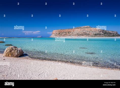 Balos Lagoon On Crete Island With Azure Clear Water Greece Europe