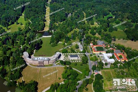 Aerial View Schloss Wilhelmshöhe Löwenburg Bergpark Wilhelmshöhe