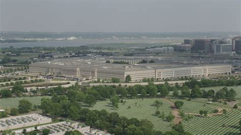 5k Stock Footage Aerial Video Of The Pentagon Seen While Flying Over