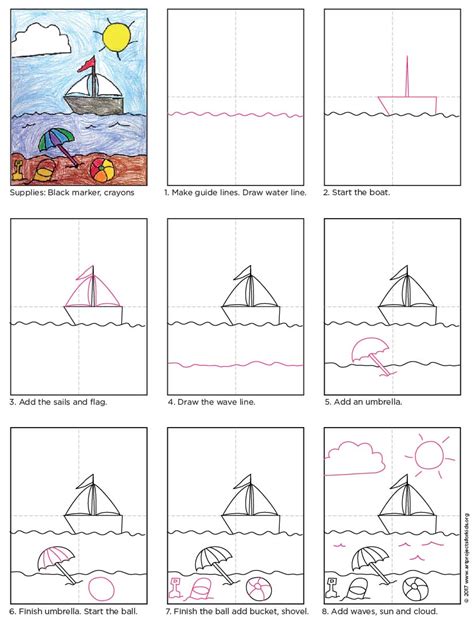 How To Draw A Beach Scene Step By Step Drawing Guide By