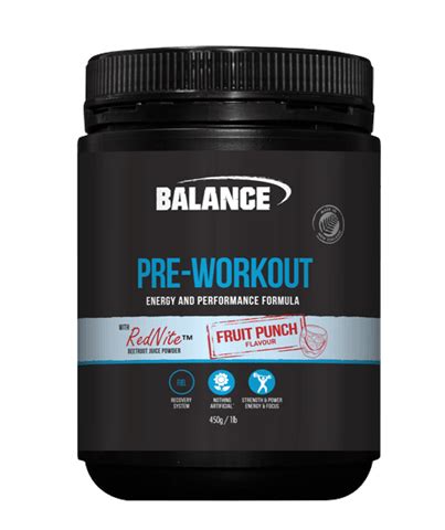 BALANCE PRE-WORKOUT Energy and Performance formula with RedNiteTM 450g ...
