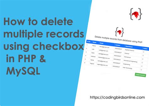 How To Delete Multiple Rows Using Checkbox In Javascript Coding Birds