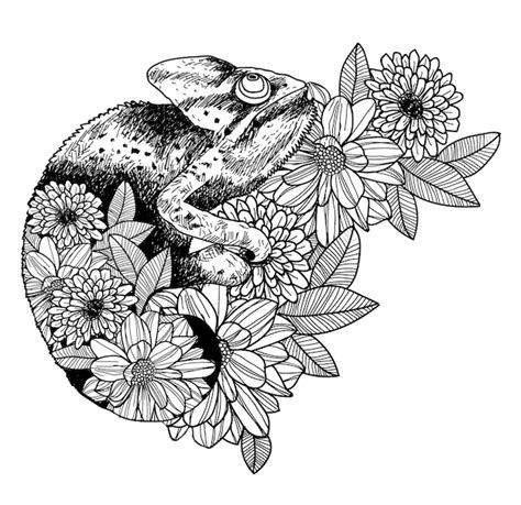 Premium Vector Tattoo Art Chameleon Hand Drawing And Sketch Black And