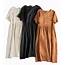 Loose Pure Color Linen Maxi Dresses Women Summer Casual Outfits Q17065 