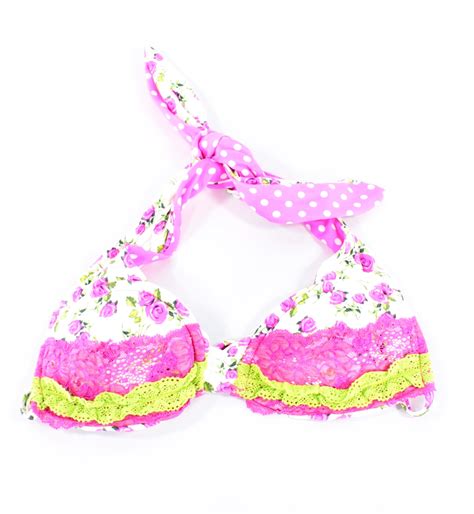 Beach Bunny Beach Bunny New Pink Womens Size Xs Lace Floral Print Bikini Top