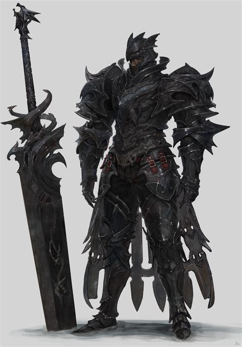 Anime Black Knight Armor Concept Art Characters Fantasy