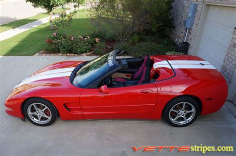 C5 Corvette Full Length Dual Racing 3 Stripes Corvette Little Red