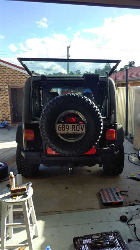 Tj Custom Rear Tyre And Jerry Can Carrier Ausjeepoffroadcom Jeep