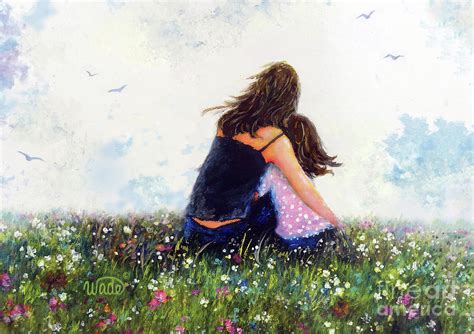 Mother And Daughter Hugging Brunettes Painting By Vickie Wade Pixels