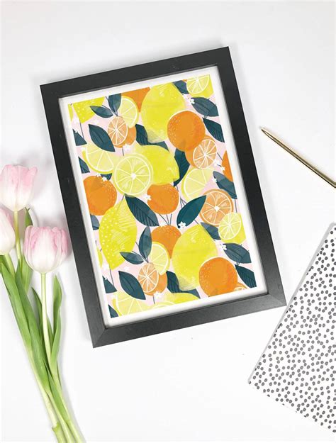 Oranges And Lemons Print Fruit Art Print Fruit Wall Art Lemon