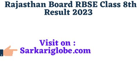 Rajasthan Board Rbse Class 8th Result 2023 Sarkaariresult