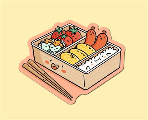 Small Bento Box Sticker Cute Food Sticker Kawaii Food Etsy