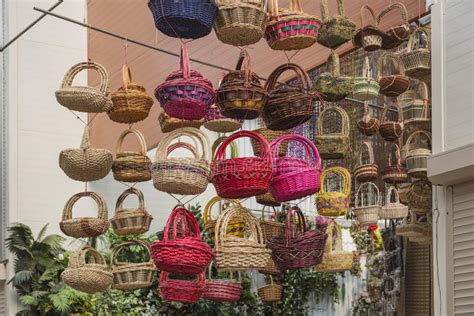 The hanging plants from ceiling featured here are all tested for uv protection and they are highly resistant to heat and fire, ensuring that they won't fade over time. Colorful Baskets At A Flower Shop, Hanging From The ...