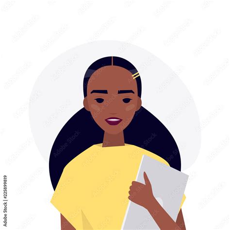 A Portrait Of Young Millennial Character African American Girl Holding