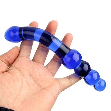 ikoky butt plug glass dildo blue pyrex prostate massager crystal anal beads fake penis sex toys