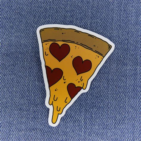 Heart Pepperoni Pizza Slice Vinyl Sticker Glossy Sticker Die Etsy