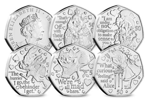 2021 Alice In Wonderland 50p Set Iom Coins