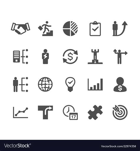 Business Glyph Icons Royalty Free Vector Image