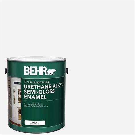 Behr 1 Gal White Urethane Alkyd Semi Gloss Enamel Interiorexterior