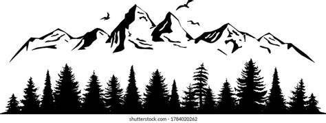 Mountain And Tree Silhouette Svg