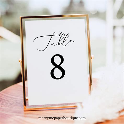 Table Number Template Editable Template Try Before Purchase Elegant