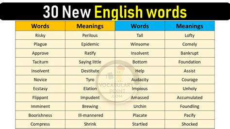 30 New English Words With Meanings Vocabulary Point