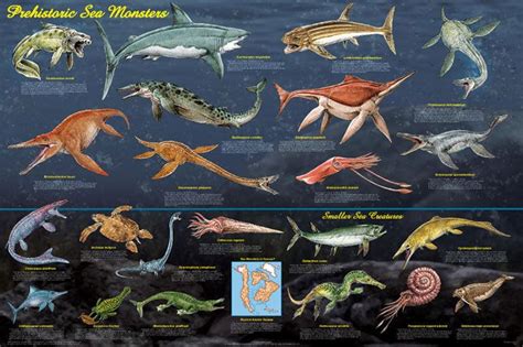Prehistoric Sea Monsters Poster Sea Dinosaurs Sea Monsters