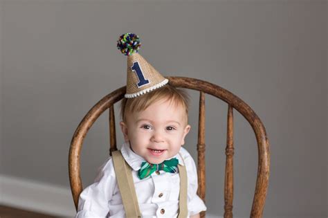 Boys 1st Birthday Burlap And Baby Blue Party Hat Boys First Etsy
