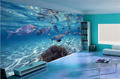 Custom Photo Wallpaper 3d Stereoscopic Underwater World Of Marine Fish