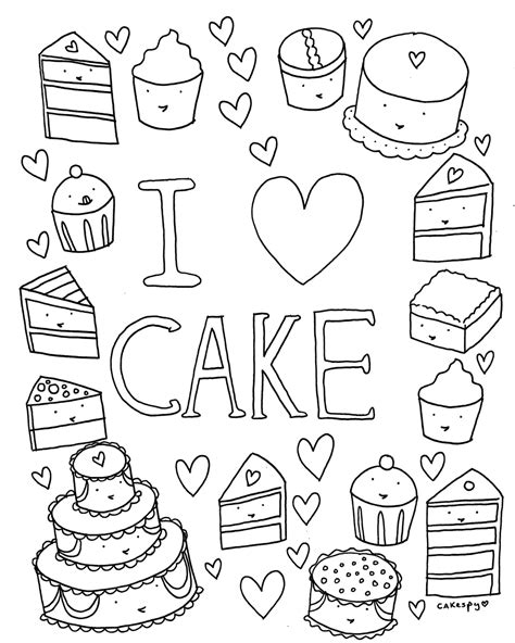 This cake looks like a real unicorn! Free Coloring Book Page: I Love Cake — Jessie Unicorn Moore