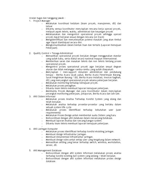 Uraian Tugas Dan Tanggung Jawab Pdf