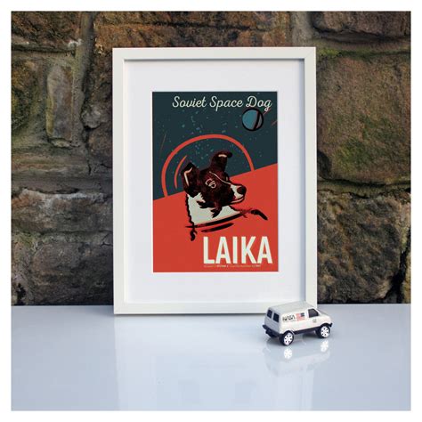 Space Dog Laika Illustration Art Print Etsy Uk