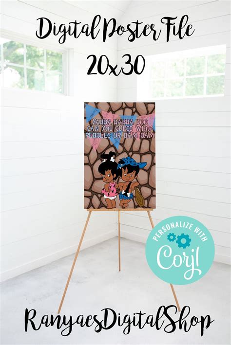 African American Pebbles And Bam Bam Digital Poster 20x30 Etsy In