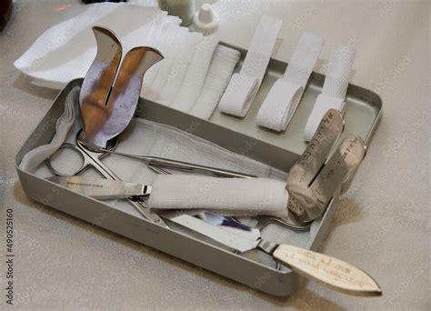 A Medical Kit For A Jewish Circumcision Ritual Including Scissors