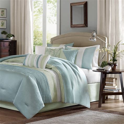At sears, you can find a broad range sometimes a lightweight bedspread isn't warm enough and needs to be replaced with a queen or king comforter set on chilly nights and mornings. Cal King Size Amherst 7 Piece Comforter Set Green Modern ...