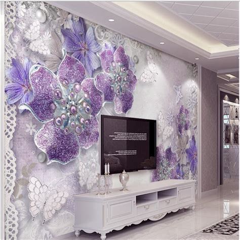 Beibehang Custom Wallpaper Large Frescoes Noble Gorgeous Purple