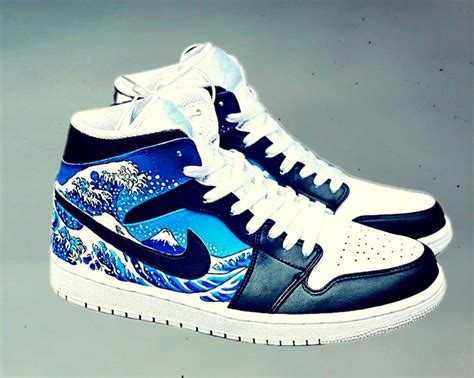 Custom Air Jordan Mid Hand Painted Nike Custom Sneakers Etsy