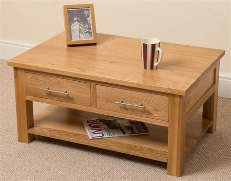 OAK FURNITURE KING Small Oak Coffee Table with Storage | Natural Oak