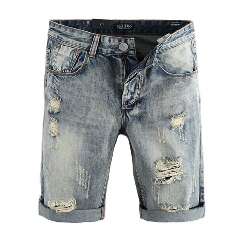 Fashion Denim Shorts Men Summer Thin Brand High Quality Retro Hole Ripped Short Jeans Classical