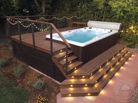 Swim Spa Deck Built With Ipe Wood Advantagelumber Decking Blog Hot Tub Backyard Swimming
