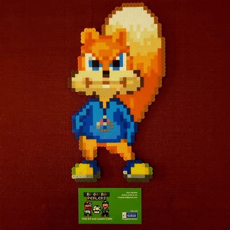 Conker Conkers Bad Fur Day Perler Bead 8 Bit Pixel Art Nintendo N64