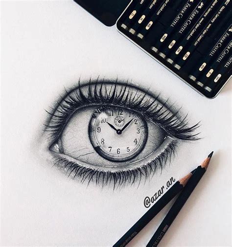 Cool Wall Clocks ~oversized Metal Wall Clock Eye Drawing Eye Art